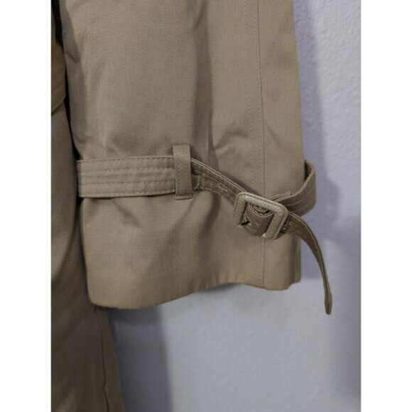 Vintage Oleg Cassini Men Tan Trench Coat 42R Removable Wool Lining Belted - Picture 7 of 16